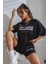 Wellness Baskılı Soft Kısa Kollu Şortlu Alt Üst Takımı Siyah 1