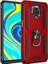 Xiaomi Redmi Note 9 Pro Kılıf Tank Koruma Vega Standlı Yüzüklü Mıknatıslı Kırmızı 1