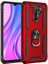Xiaomi Redmi 9 Kılıf Tank Koruma Vega Standlı Yüzüklü Mıknatıslı Kırmızı 1