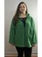 Kapüşonlu Buklet Büyük Beden Kısa Mont Yeşil 1