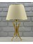 Modern Dekoratif Gold Metal Angel Model Açık Krem Gold Şeritli Kumaş Şapkalı Abajur Masa Lambası 2