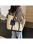Dikişli Denim Kanvas Omuz Çantası Kadın Büyük Kapasiteli Tote Çanta Öğrenci Çantası Moda Banliyö Çantası (Yurt Dışından) 4