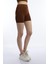 Kadın Slim Fit Allegro Kumaş Şort Kahverengi 3