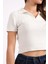Rtd&vld Kadın Yaz 2498 Polo Yaka Kısa Kollu Triko Tshırt Beyaz 5