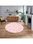 Dijital Baskılı Kaymaz Yıkanabilir Sade Desen Yuvarlak Mutfak Salon Halısı, V-Y-Sade-04-Pembe, 1