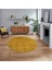 Dijital Baskılı Kaymaz Yıkanabilir Sade Desen Yuvarlak Mutfak Salon Halısı, V-Y-Sade-31-Sarı, 1