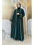 Inci Detaylı Abaya Elbise Takım 8493 Zümrüt 1