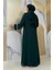 Inci Detaylı Abaya Elbise Takım 8493 Zümrüt 2
