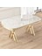 Lai Serisi 90X168 Lak Panel Beyaz Mermer Desen Gold Ayak Masa Takımı 6 Sandalye 3