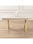 Lai Serisi 90X168 Lak Panel Beyaz Mermer Desen Gold Ayak Masa Takımı 6 Sandalye 4