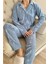 Gri Kalp Desenli Önden Düğmeli Peluş Polar Pijama Takımı 5
