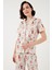 Desenli Kısa Kollu Beli Lastikli Gömlek Yaka Dokuma Regular Fit Pijama Takımı Bayan Pijama Takımı 6571010 3