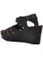 19-200 Siyah Kadın Dolgu Topuk Sandalet 4