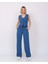 Kadın Keten Kumaş Yelekli Ikili Takım Indigo 2