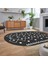 Dijital Kaymaz Yıkanabilir Oval Iskandinav Desen Yolluk Salon Halısı, V-O-Iskandinav-25-Antrasit, 2