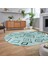 Dijital Kaymaz Yıkanabilir Oval Iskandinav Desen Yolluk Salon Halısı, V-O-Iskandinav-29-Mavi, 2