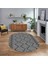 Dijital Kaymaz Yıkanabilir Oval Iskandinav Desen Yolluk Salon Halısı, V-O-Iskandinav-06-Gri, 1