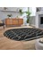 Dijital Kaymaz Yıkanabilir Oval Iskandinav Desen Yolluk Salon Halısı, V-O-Iskandinav-17-Antrasit, 2