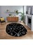 Dijital Kaymaz Yıkanabilir Oval Iskandinav Desen Yolluk Salon Halısı, V-O-Iskandinav-04-Siyah, 1