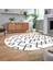 Dijital Kaymaz Yıkanabilir Oval Iskandinav Desen Yolluk Salon Halısı, V-O-Iskandinav-05-Beyaz, 2