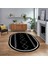 Dijital Kaymaz Yıkanabilir Oval Iskandinav Desen Yolluk Salon Halısı, V-O-Iskandinav-01-Siyah, 1