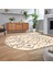 Dijital Kaymaz Yıkanabilir Oval Iskandinav Desen Yolluk Salon Halısı, V-O-Iskandinav-10-Krem, 2
