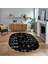 Dijital Kaymaz Yıkanabilir Oval Iskandinav Desen Yolluk Salon Halısı, V-O-Iskandinav-24-Siyah, 1