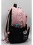 Özel Su Itici Kumaş Unisex Pudra-Siyah Okul Sırt Çantası 34400 4