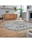 Dijital Kaymaz Yıkanabilir Oval Iskandinav Desen Yolluk Salon Halısı, V-O-Iskandinav-21-Gri, 2