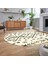Dijital Kaymaz Yıkanabilir Oval Iskandinav Desen Yolluk Salon Halısı, V-O-Iskandinav-16-Krem, 2
