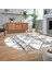 Dijital Kaymaz Yıkanabilir Oval Iskandinav Desen Yolluk Salon Halısı, V-O-Iskandinav-20-Beyaz, 2