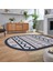 Dijital Kaymaz Yıkanabilir Oval Iskandinav Desen Yolluk Salon Halısı, V-O-Iskandinav-27-Mavi, 2
