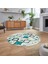 Dijital Kaymaz Yıkanabilir Yuvarlak Iskandinav Desen Salon Halısı, V-Y-Iskandinav-14-Turkuaz, 2