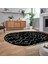 Dijital Kaymaz Yıkanabilir Oval Iskandinav Desen Yolluk Salon Halısı, V-O-Iskandinav-10-Siyah, 2