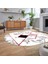 Dijital Kaymaz Taban Yıkanabilir Oval Mermer Desen Mutfak Salon Halısı, V-O-Mermer-20-Bordo, 2