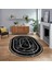Dijital Kaymaz Taban Yıkanabilir Oval Mermer Desen Mutfak Salon Halısı, V-O-Mermer-16-Siyah, 1
