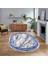 Dijital Kaymaz Taban Yıkanabilir Oval Mermer Desen Mutfak Salon Halısı, V-O-Mermer-03-Mavi, 1