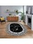 Dijital Kaymaz Taban Yıkanabilir Oval Mermer Desen Mutfak Salon Halısı, V-O-Mermer-10-Siyah, 1