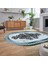Dijital Kaymaz Taban Yıkanabilir Oval Mermer Desen Mutfak Salon Halısı, V-O-Mermer-09-Mavi, 2