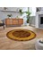 Dijital Kaymaz Taban Yıkanabilir Yuvarlak Mermer Desen Mutfak Salon Halısı, V-Y-Mermer-12-Kahve, 2