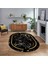 Dijital Kaymaz Taban Yıkanabilir Oval Mermer Desen Mutfak Salon Halısı, V-O-Mermer-07-Siyah, 1