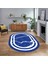 Dijital Kaymaz Taban Yıkanabilir Oval Mermer Desen Mutfak Salon Halısı, V-O-Mermer-22-Mavi, 1