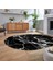 Dijital Kaymaz Taban Yıkanabilir Oval Mermer Desen Mutfak Salon Halısı, V-O-Mermer-01-Siyah, 2