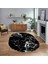 Dijital Kaymaz Taban Yıkanabilir Oval Mermer Desen Mutfak Salon Halısı, V-O-Mermer-27-Siyah, 1