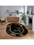 Dijital Kaymaz Taban Yıkanabilir Oval Mermer Desen Mutfak Salon Halısı, V-O-Mermer-24-Siyah, 1