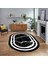 Dijital Kaymaz Taban Yıkanabilir Oval Mermer Desen Mutfak Salon Halısı, V-O-Mermer-22-Siyah, 1