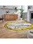 Dijital Kaymaz Taban Yıkanabilir Oval Mermer Desen Mutfak Salon Halısı, V-O-Mermer-03-Gold, 2