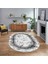 Dijital Kaymaz Taban Yıkanabilir Oval Mermer Desen Mutfak Salon Halısı, V-O-Mermer-14-Siyah, 1