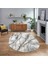 Dijital Kaymaz Taban Yıkanabilir Oval Mermer Desen Mutfak Salon Halısı, V-O-Mermer-02-Gri, 1