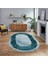 Dijital Kaymaz Taban Yıkanabilir Oval Mermer Desen Mutfak Salon Halısı, V-O-Mermer-13-Mavi, 1